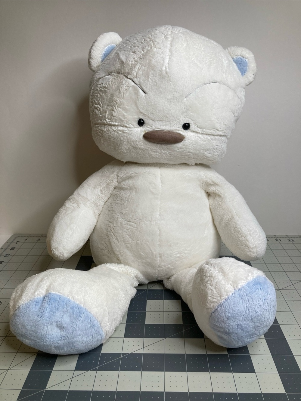 Vintage Morning Glory White Bear Blue Accent 23” Plush Korean
